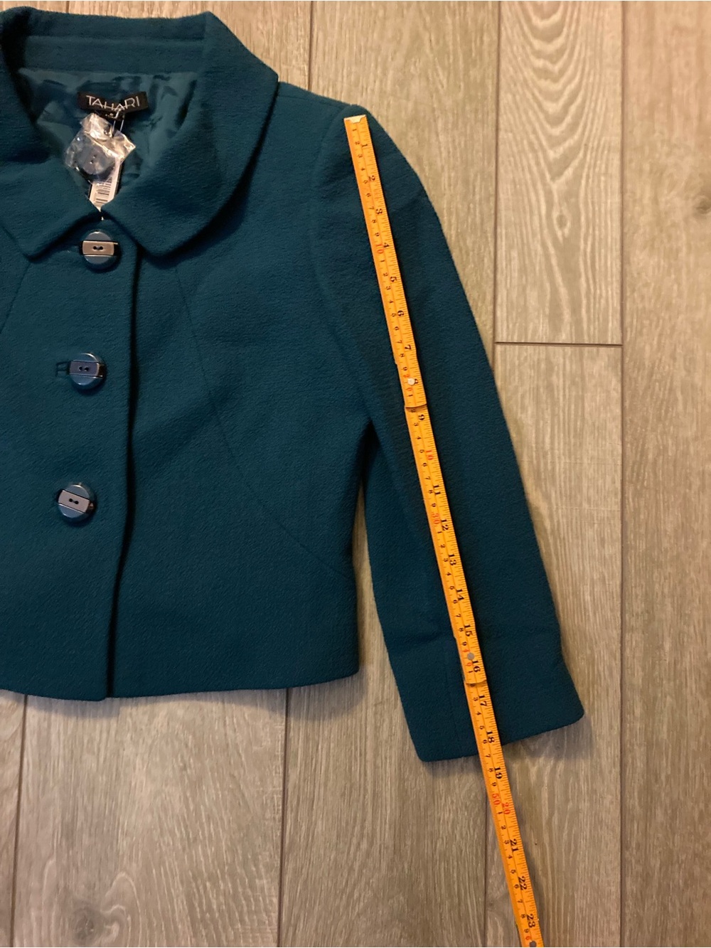 Tahari Teal Wool Dress Suit with Cropped Jacket NWT - Picture 15 of 16